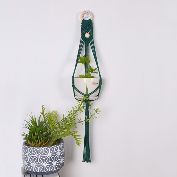 Green Hanging Basket Green Plant Wall Hanging Flower Pot Bohemian Hand-Woven Net Pocket Flower Pot Balcony Decoration