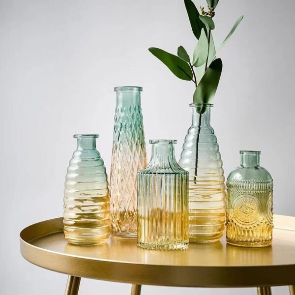 Nordic Gradient Color Transparent Glass Vase Creative Home Living Room Dining Table Decorations