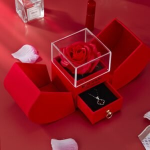 Heartfelt Forever Rose Gift Box - Perfect Necklace, Ring & Perfume Gift Box for your Mother or Special Women