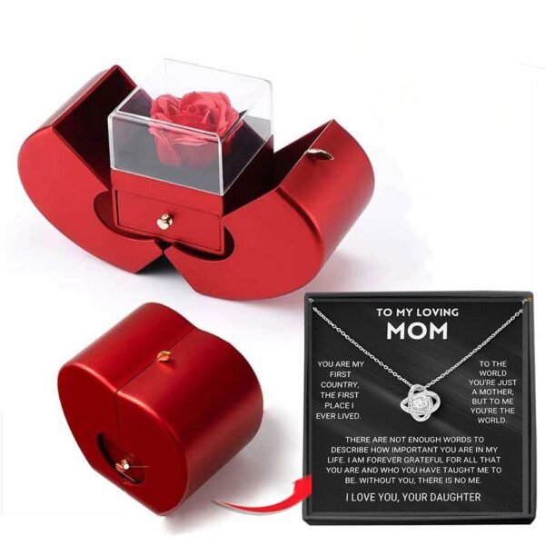 Enchanting Red Heart Jewelry Box with Eternal Rose - Perfect Gift for Her, Mother, or Sister!