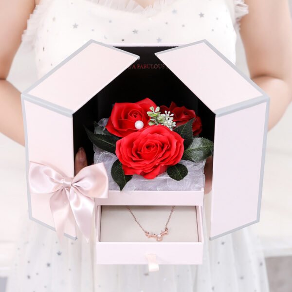 Enchanting Rose Flower Jewelry Gift Box with Necklace - Perfect Christmas Surprise for Her!