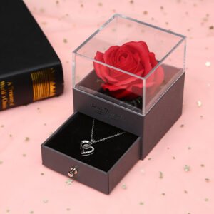 Rose Flower and Necklace Gift Box – Perfect for Christmas & Special Occasions! For Mothers, Sisters, Friends, or that Special Woman!